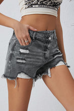 Load image into Gallery viewer, Asymmetrical Distressed Denim Shorts