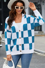 Load image into Gallery viewer, Checkered Button-Up Dropped Shoulder Cardigan