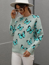 Load image into Gallery viewer, Woven Right Butterfly Dropped Shoulder Crewneck Sweater