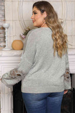 Load image into Gallery viewer, Plus Size Crochet Dropped Shoulder Long Sleeve Sweater