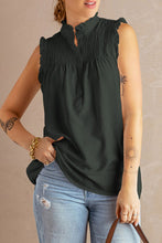 Load image into Gallery viewer, Buttoned Frill Trim Smocked Sleeveless Blouse