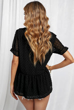 Load image into Gallery viewer, Swiss Dot Deep V Flounce Sleeve Blouse