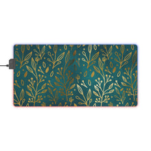 Load image into Gallery viewer, Gold Leaves &amp; Teal Wireless Charging LED Gaming Mouse Pad