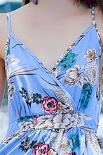 Load image into Gallery viewer, Printed V-Neck Spaghetti Straps Slit Midi Dress