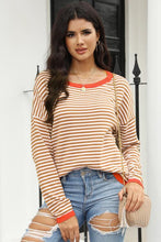 Load image into Gallery viewer, Striped Round Neck Drop Shoulder T-Shirt