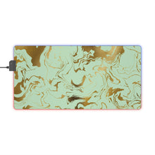 Load image into Gallery viewer, Seagreen and Gold Swirl LED Gaming Mouse Pad