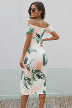 Load image into Gallery viewer, Printed Off-Shoulder Split Dress