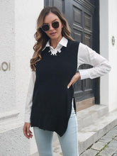 Load image into Gallery viewer, Frayed Hem Slit Sweater Vest