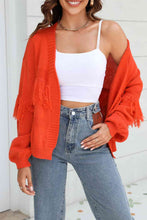 Load image into Gallery viewer, Double Take Fringe Trim Open Front Cardigan