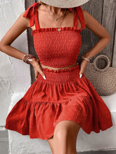 Load image into Gallery viewer, Smocked Tank and Frill Trim Skirt Set