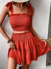 Load image into Gallery viewer, Smocked Tank and Frill Trim Skirt Set