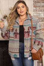Load image into Gallery viewer, Plus Size Geometric Slit Button Up Jacket
