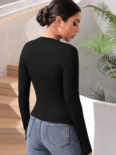 Load image into Gallery viewer, Ruched Round Neck Long Sleeve T-Shirt