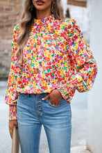 Load image into Gallery viewer, Floral Smocked Lantern Sleeve Blouse