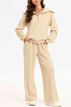 Load image into Gallery viewer, Half Zip Collared Neck Sweatshirt and Pants Set