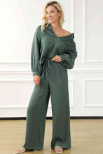 Load image into Gallery viewer, Collared Neck Top and Drawstring Pants Set