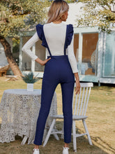 Load image into Gallery viewer, Ruffle Trim Buttoned Overall