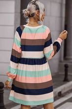 Load image into Gallery viewer, Striped Round Neck Dress with Pockets