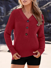 Load image into Gallery viewer, Half Button Long Sleeve Knit Top