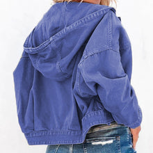 Load image into Gallery viewer, Hooded Dropped Shoulder Denim Jacket