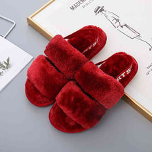Load image into Gallery viewer, Faux Fur Open Toe Slippers
