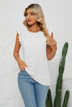 Load image into Gallery viewer, Smocked Round Neck Eyelet Top