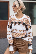 Load image into Gallery viewer, Geometric Round Neck Dropped Shoulder Sweater