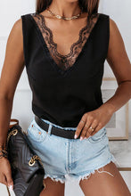 Load image into Gallery viewer, Lace Detail V-Neck Tank