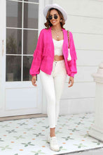 Load image into Gallery viewer, Double Take Fringe Trim Open Front Cardigan