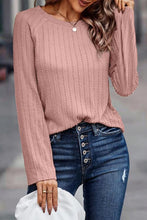 Load image into Gallery viewer, Ribbed Round Neck Knit Long Sleeve Top