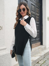 Load image into Gallery viewer, Frayed Hem Slit Sweater Vest