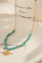 Load image into Gallery viewer, Turquoise Beaded 18K Gold-Plated Sun Shape Pendant Necklace