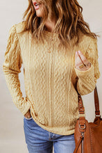 Load image into Gallery viewer, Cable-Knit Round Neck Long Sleeve Blouse