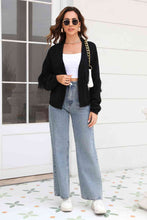 Load image into Gallery viewer, Double Take Fringe Trim Open Front Cardigan