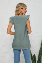 Load image into Gallery viewer, Smocked Round Neck Eyelet Top