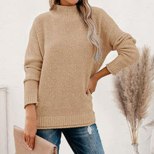 Load image into Gallery viewer, Mock Neck Dropped Shoulder Long Sleeve Sweater