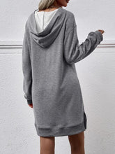 Load image into Gallery viewer, Slit Long Sleeve Hooded Dress with Pocket