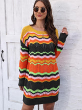Load image into Gallery viewer, Openwork Round Neck Sweater Dress