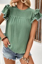 Load image into Gallery viewer, Pleated Detail Flutter Sleeve Blouse