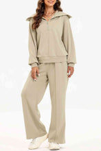 Load image into Gallery viewer, Half Zip Collared Neck Sweatshirt and Pants Set