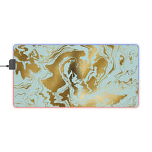Load image into Gallery viewer, Turquoise &amp; Gold Swirl Design LED Gaming Mouse Pad