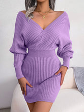 Load image into Gallery viewer, Rib-Knit Dolman Sleeve Sweater Dress