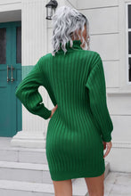 Load image into Gallery viewer, Ribbed Turtle Neck Long Sleeve Mini Sweater Dress