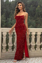 Load image into Gallery viewer, Sequin Backless Split Maxi Dress