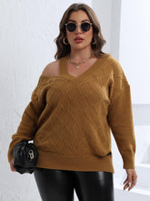 Load image into Gallery viewer, Plus Size Cutout V-Neck Sweater