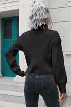 Load image into Gallery viewer, Turtleneck Dropped Shoulder Sweater