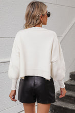 Load image into Gallery viewer, Round Neck Dropped Shoulder Pullover Sweater