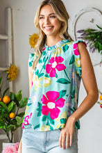Load image into Gallery viewer, Floral Print Ruffle Shoulder Blouse