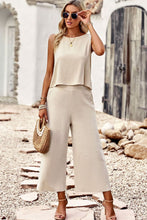 Load image into Gallery viewer, Buttoned Round Neck Tank and Wide Leg Pants Set