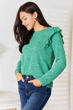 Load image into Gallery viewer, Double Take Ruffle Shoulder Long Sleeve T-Shirt